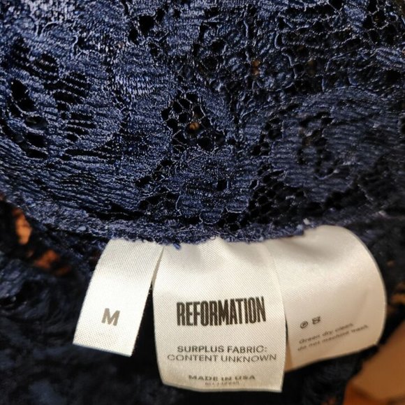 Reformation Marie Top Navy Blue Lace Medium - Picture 6 of 6